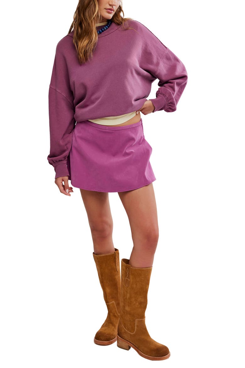 Paradise Found Faux Suede Skort, Alternate, color, MULBERRY