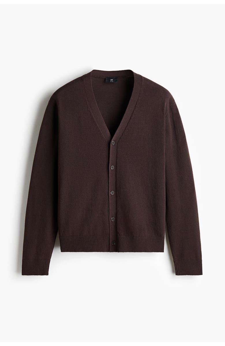 H&M Relaxed Fit Cardigan, Main, color, Dark Brown
