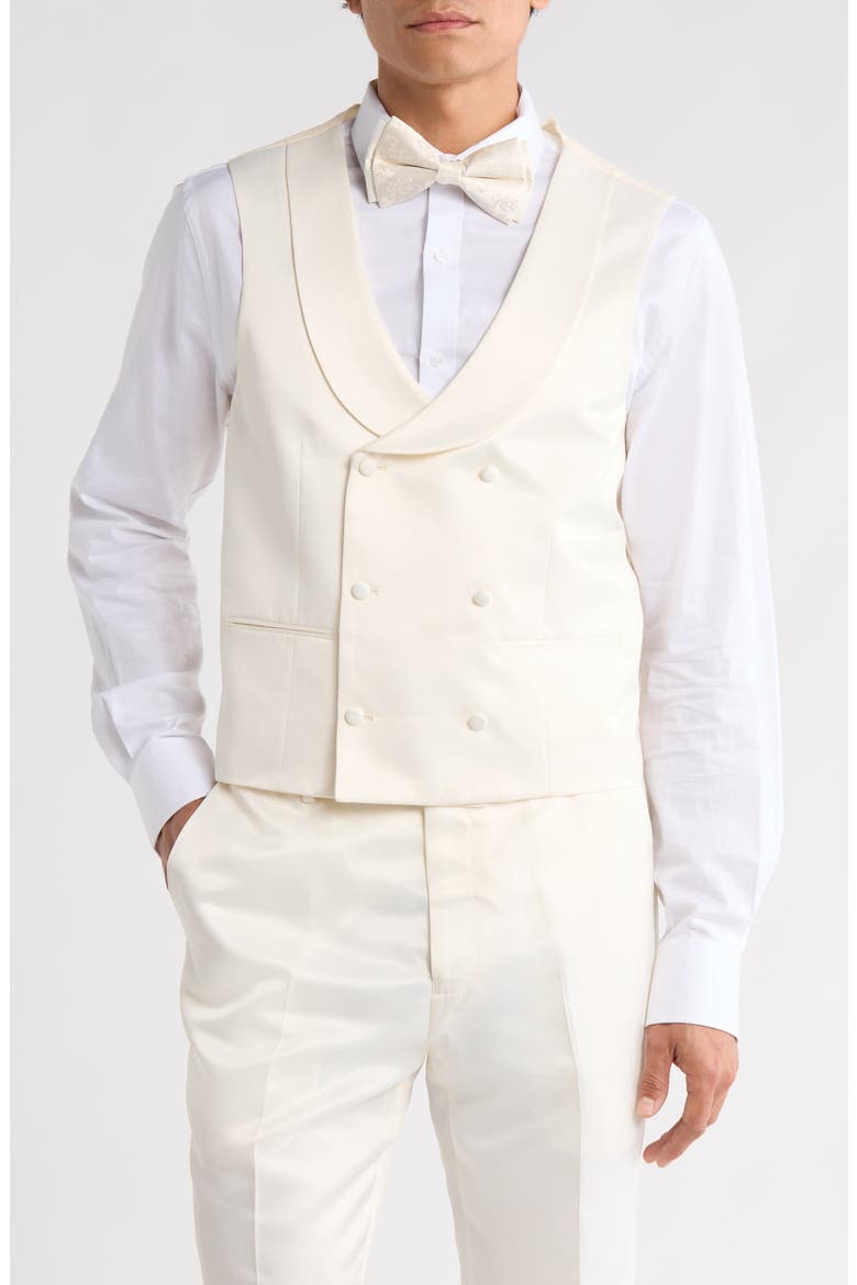 Stacy Adams Solid Peak Lapel 3-Piece Tuxedo, Alternate, color, IVORY
