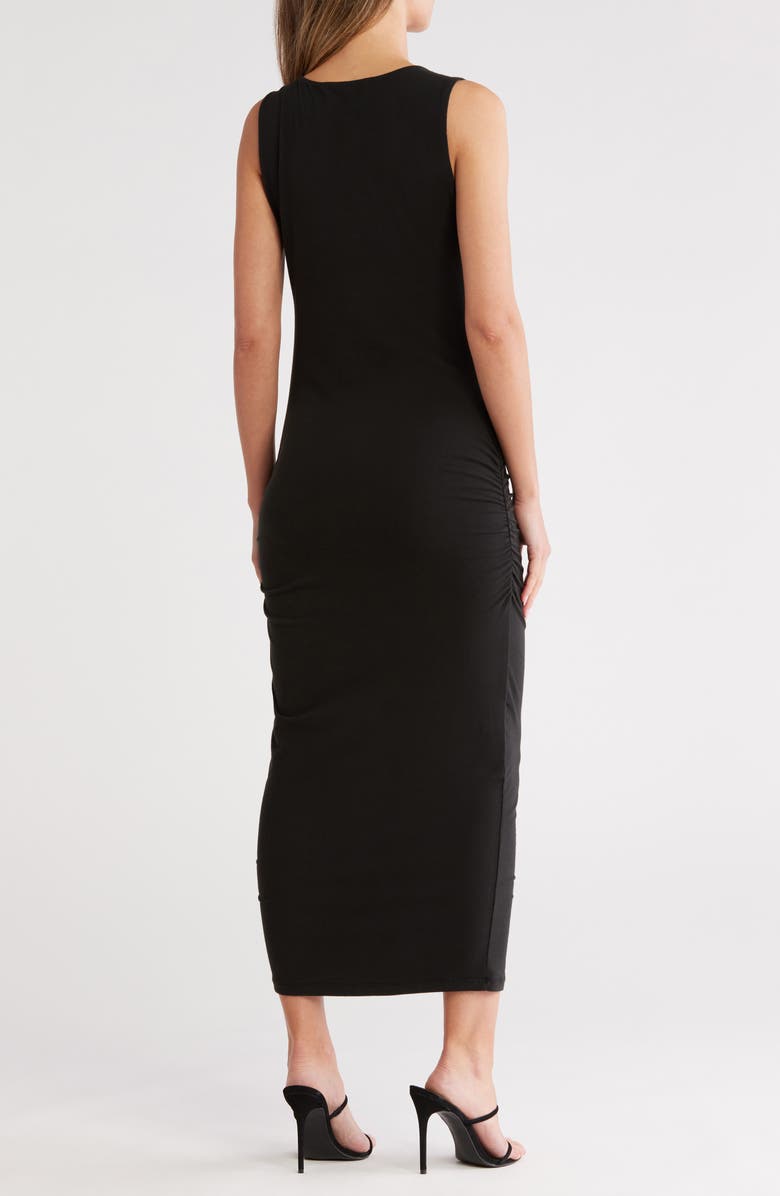 James Perse Twisted Cap Sleeve Ruched Maxi Dress, Alternate, color, Black