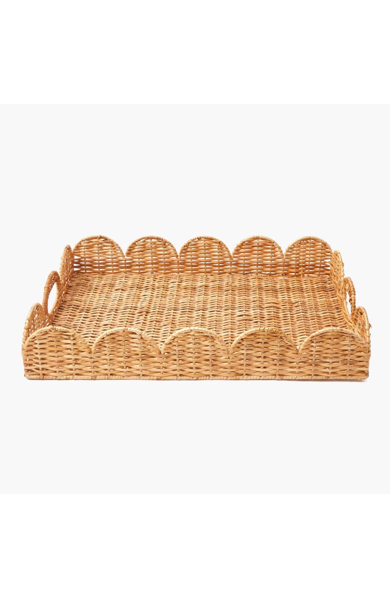 Mrs. Alice Scalloped Rattan Tray, Main, color, Neutral