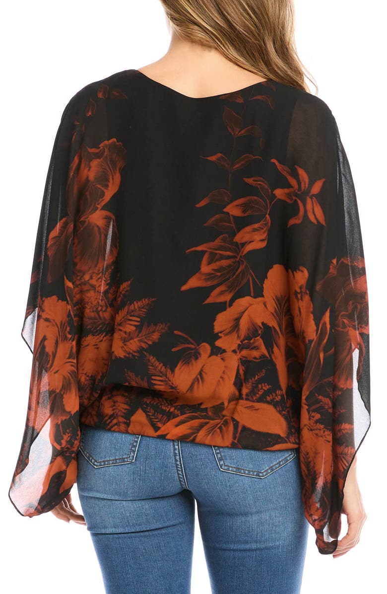 Karen Kane Blouson Scarf Top, Alternate, color, Print