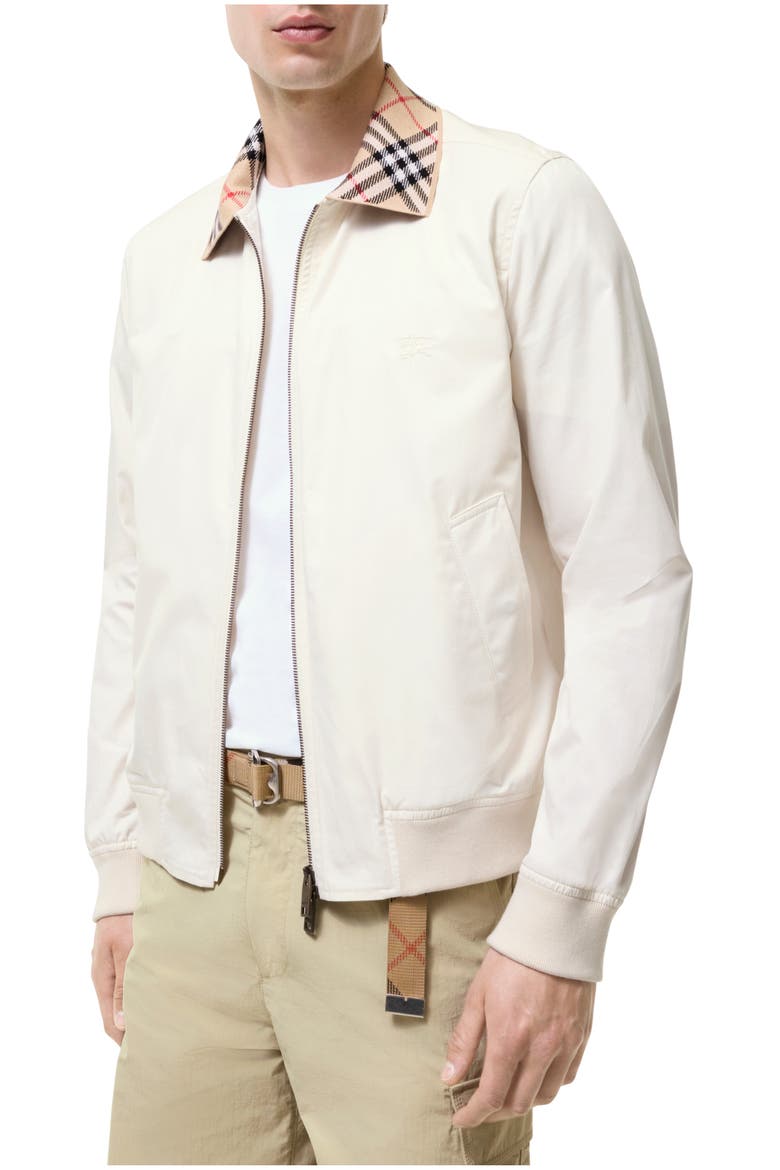 Gabardine Glenfields Harrington Jacket, Main, color, Tundra white