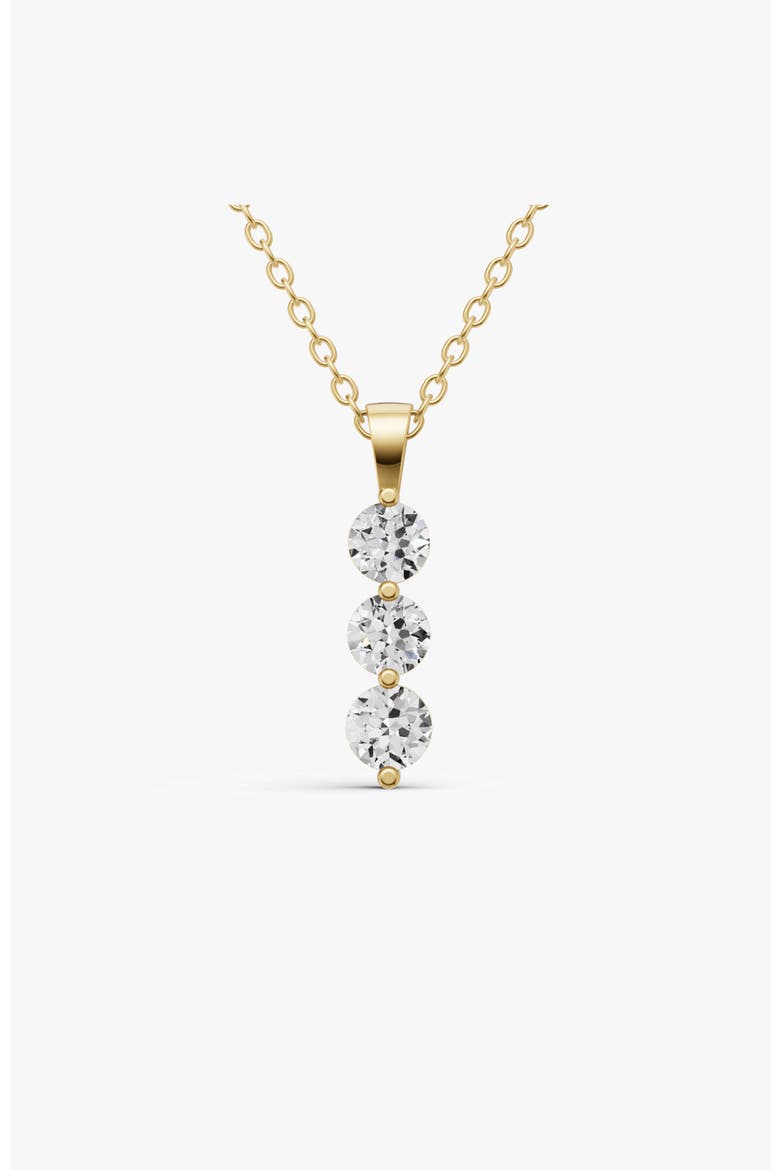 10K Gold 1.5 ct Round Lab Grown Diamond Three Stone Snow Pendant, Main, color, Yellow Gold