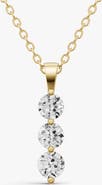 SEREIA OFFICIAL 10K Gold 1.5 ct Round Lab Grown Diamond Three Stone Snow Pendant