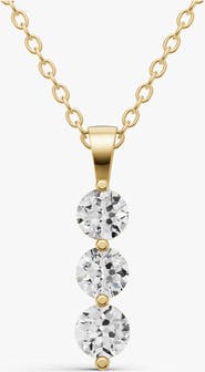 SEREIA OFFICIAL 10K Gold 1.5 ct Round Lab Grown Diamond Three Stone Snow Pendant