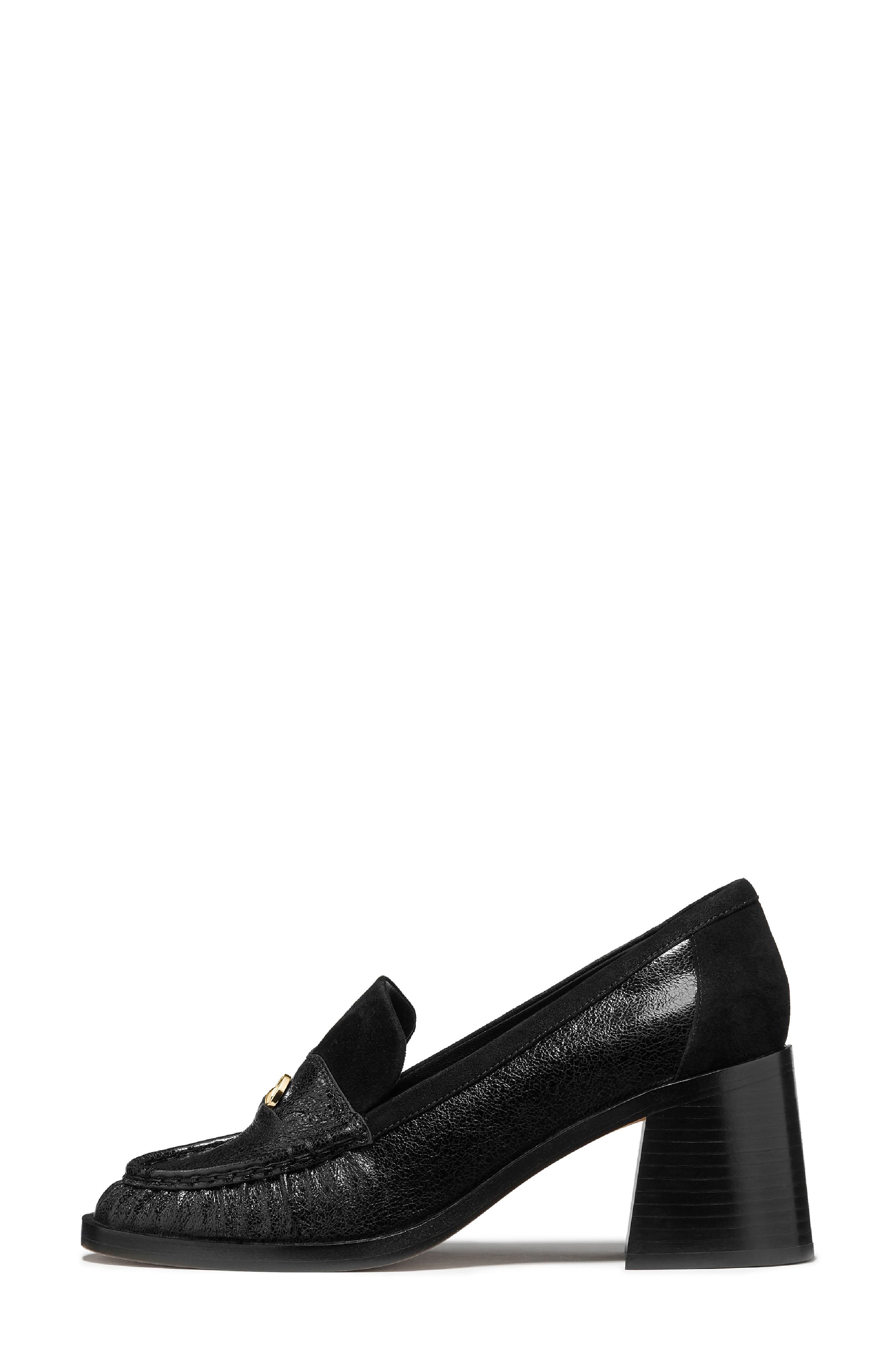 penny loafer pump, Alternate, color, BLACK