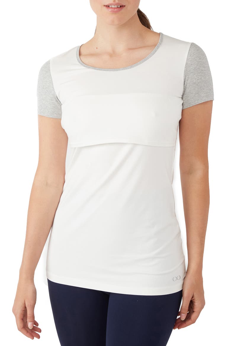 Maternity/Nursing Tee, Main, color, EGGSHELL/ GREYMIX MELANGE
