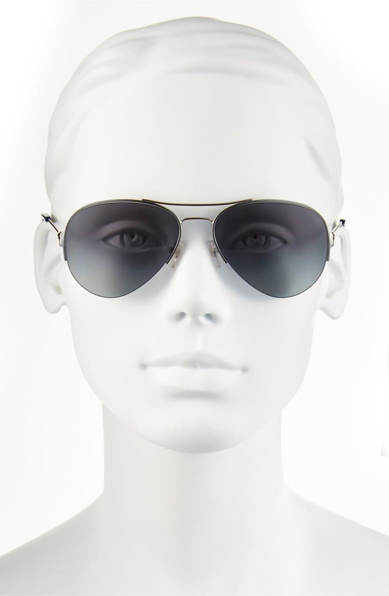 Tory Burch 55mm Rimless Aviator Polarized Sunglasses, Alternate, color, 