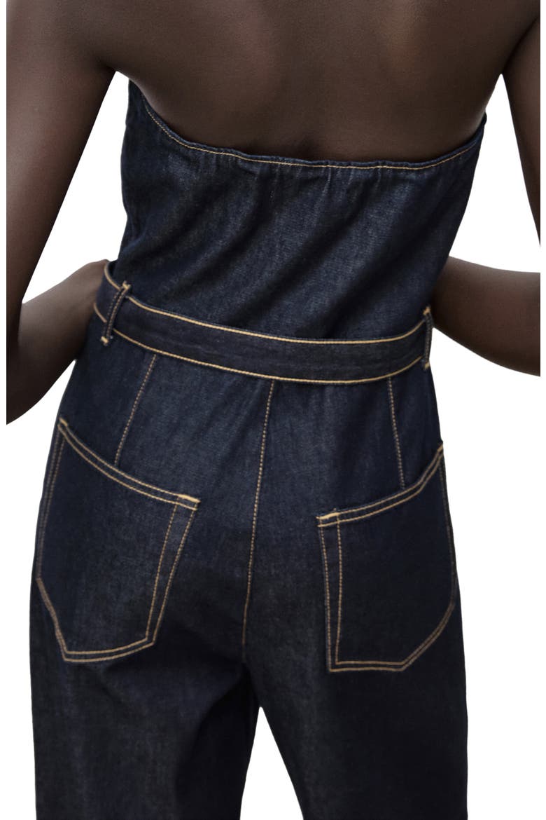 Mono Strapless Tie Waist Denim Jumpsuit, Alternate, color, OPEN BLUE