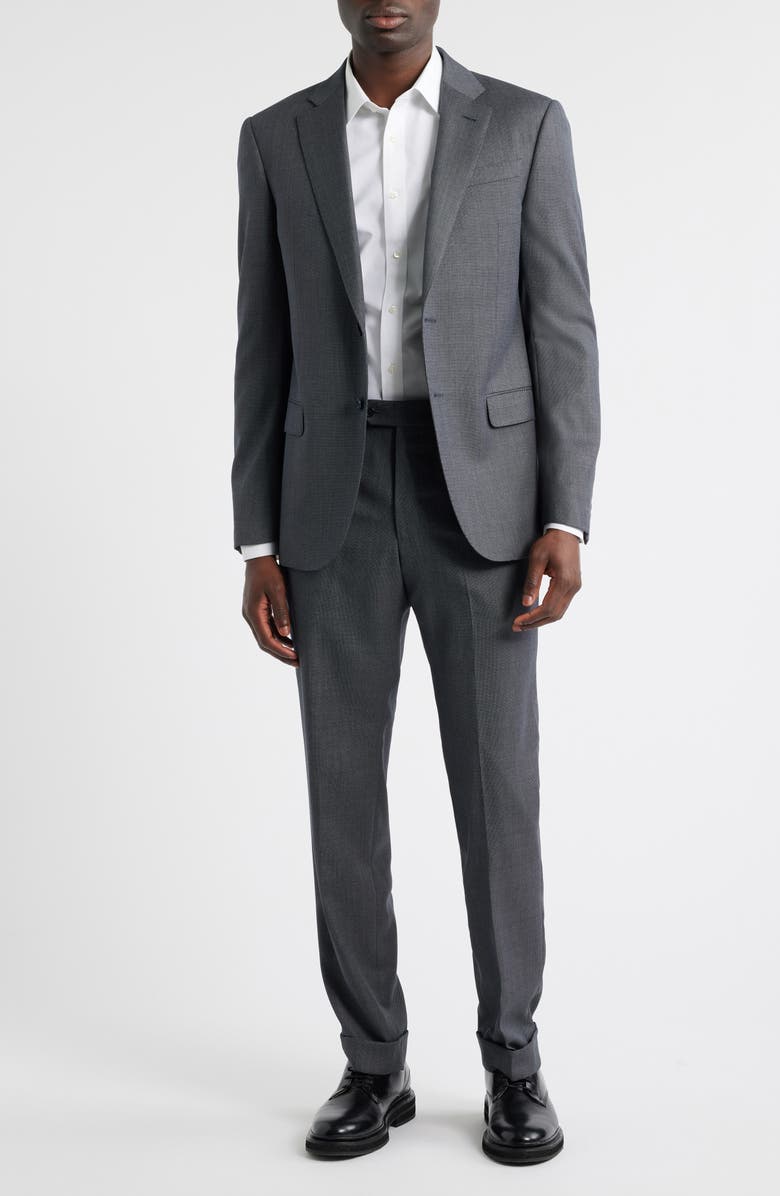 Emporio Armani Grey Nailhed Virgin Wool Suit, Main, color, Graphite