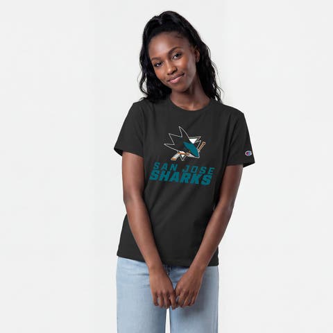 Women's Champion Black San Jose Sharks Wordmark Lockup T-Shirt