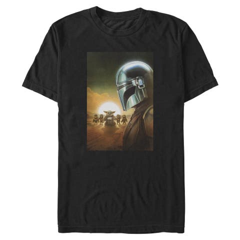 Mens Star Wars The Mandalorian and Grogu Din Djarin and The Child Crew T Shirt
