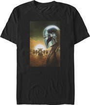 Star Wars: The Mandalorian and Grogu Men's Din Djarin and The Child Crew Short Sleeve Graphic T-Shirt