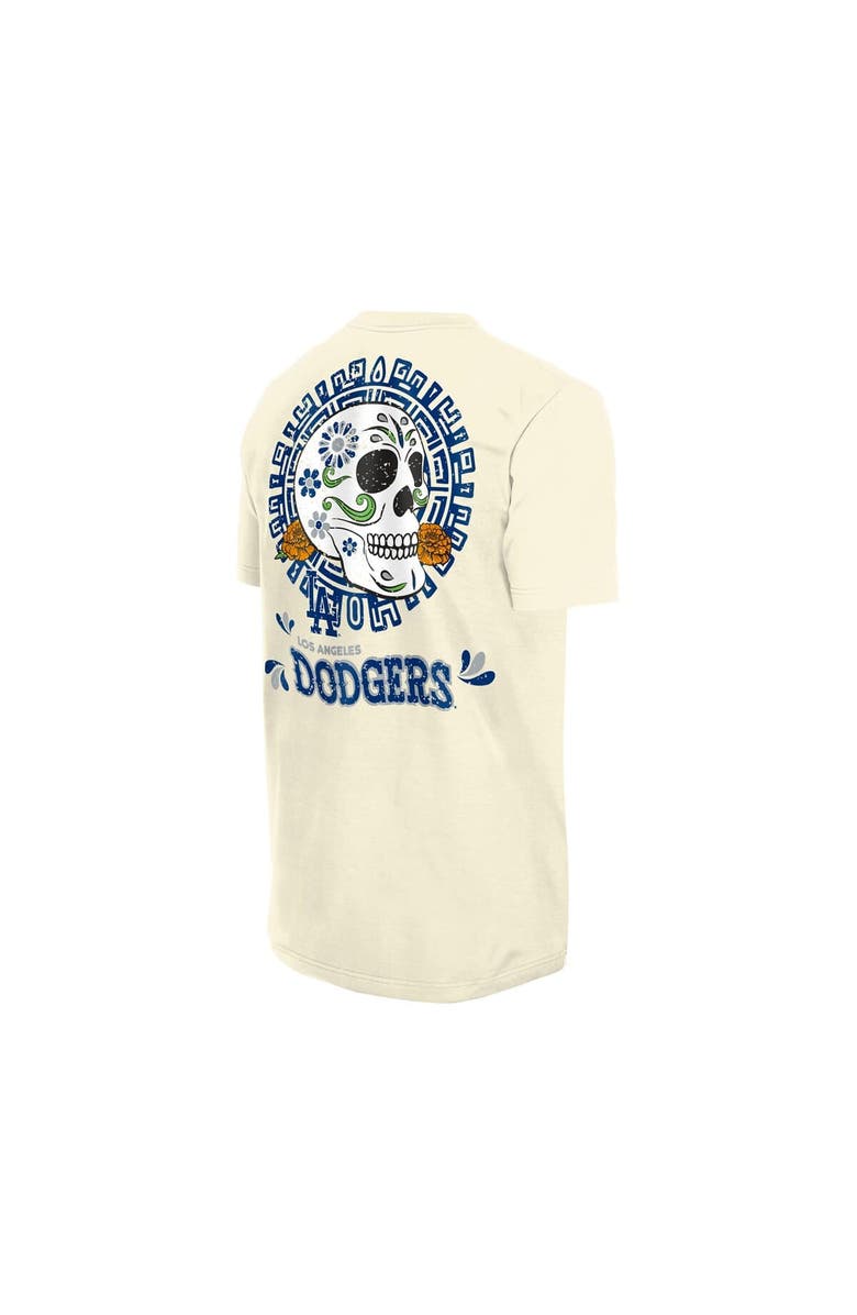 New Era Men's New Era Natural Los Angeles Dodgers Dia de los Muertos Sugar Skull T-Shirt, Alternate, color, Natural