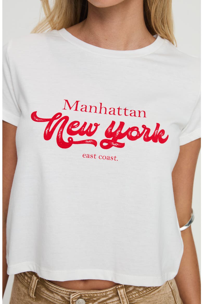 East Coast NYC Crop Graphic T-Shirt, Alternate, color, WHITE