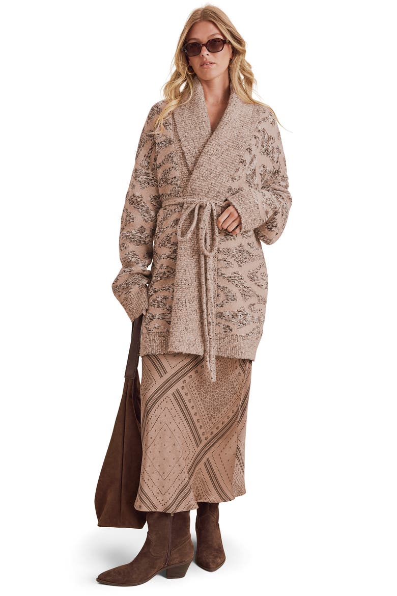 Desiree Longline Belt Cardigan, Alternate, color, NEUTRAL/ MULTI