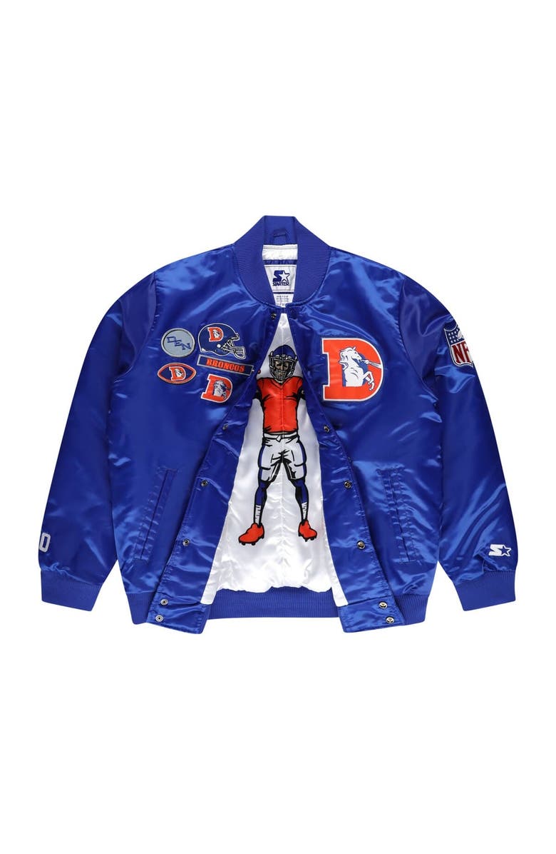 STARTER Men's Starter Royal Denver Broncos Exclusive Satin Full-Snap Varsity Jacket, Alternate, color, 