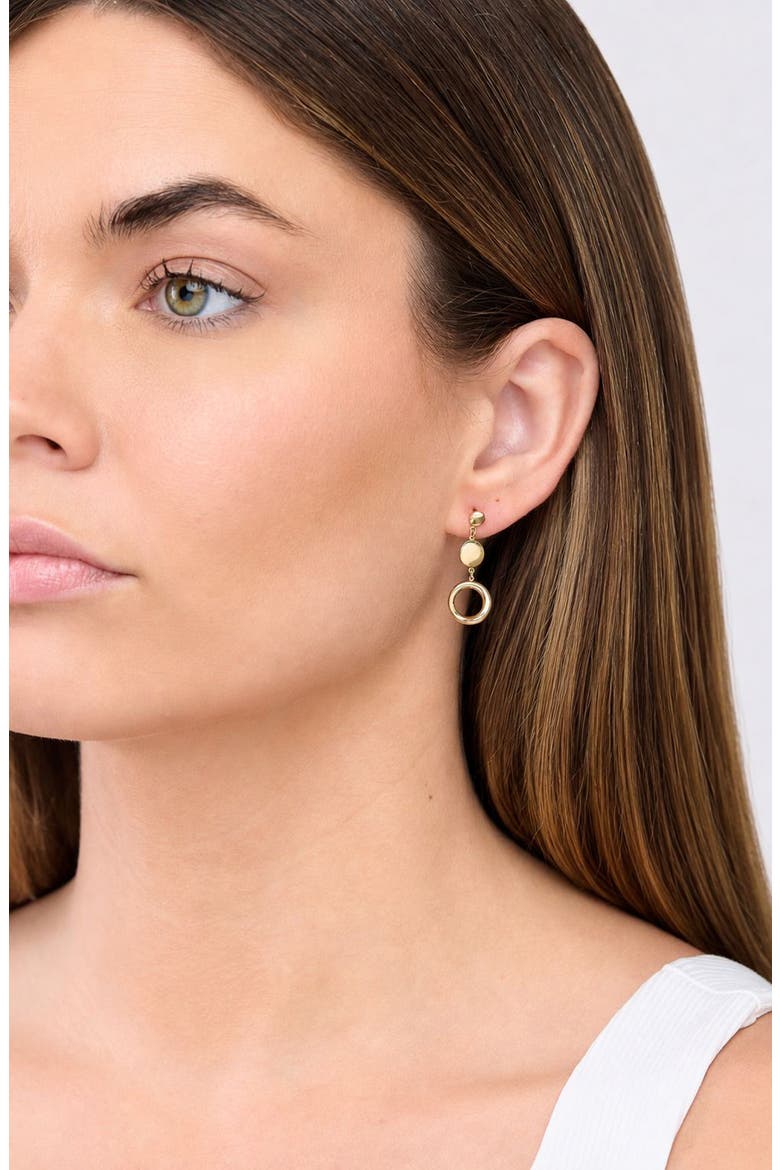 14k Gold Drop Earrings, Alternate, color, 14KY