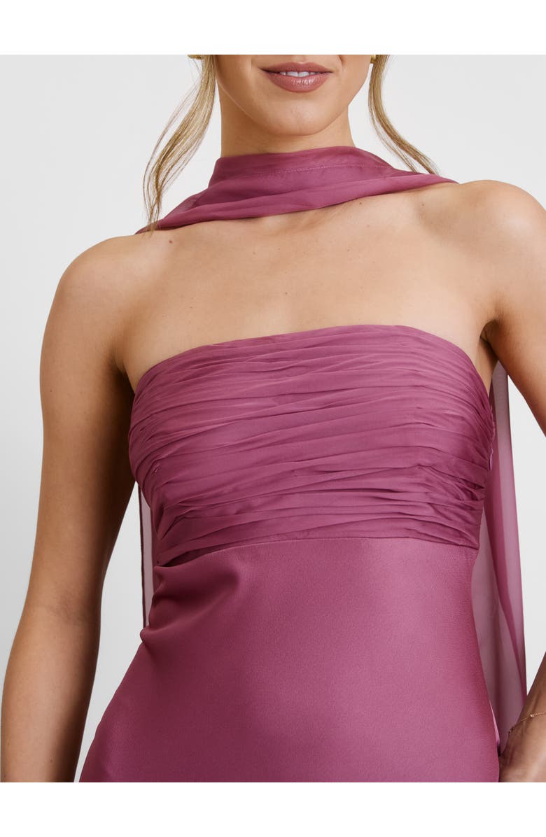 Six Stories Chiffon Bandeau Satin Maxi Dress, Alternate, color, Plum