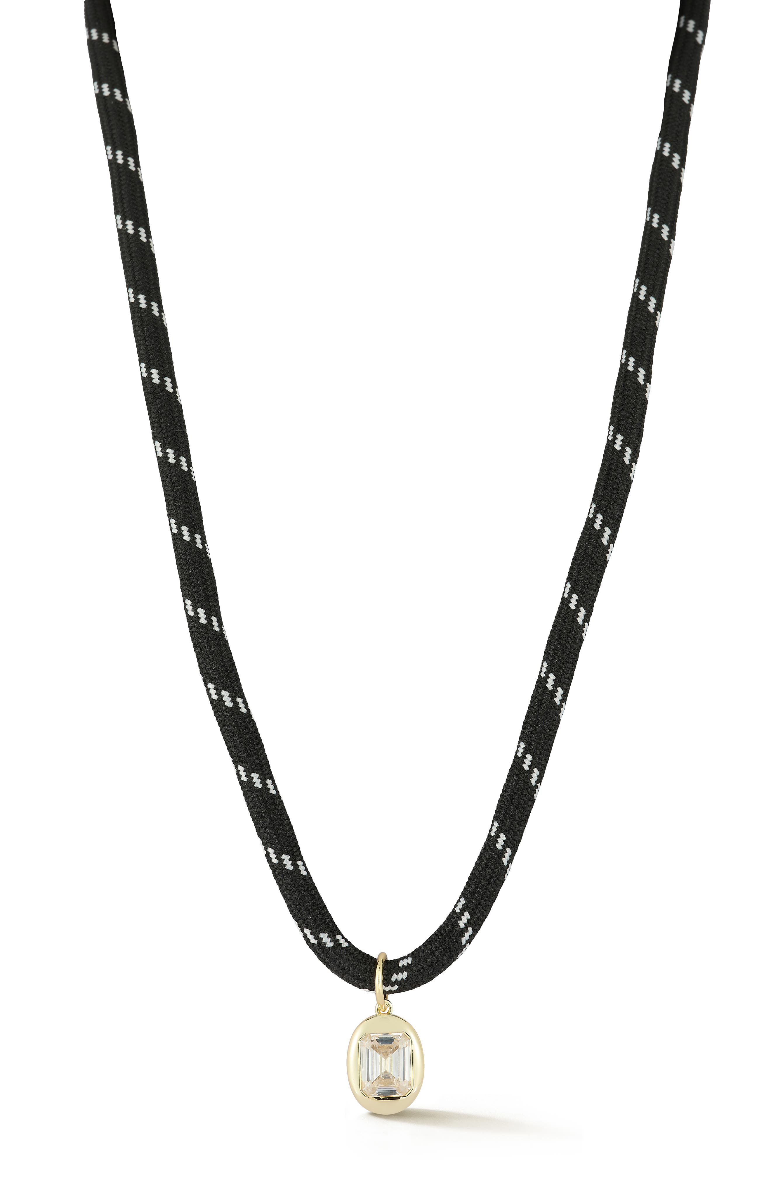 Cubic Zirconia Solitaire Cord Pendant Necklace