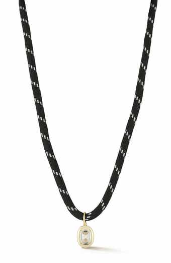 Cubic Zirconia Solitaire Cord Pendant Necklace