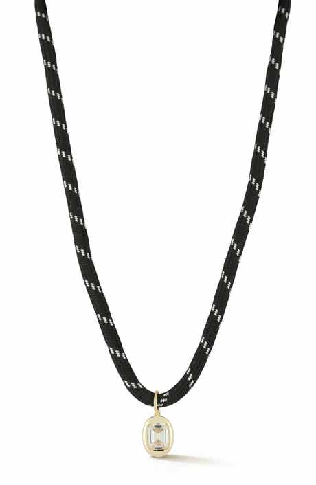 Cubic Zirconia Solitaire Cord Pendant Necklace