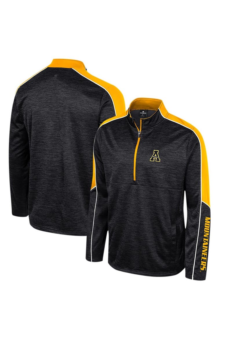Men's Colosseum Black Appalachian State Mountaineers Marled Half-Zip Jacket, Main, color, Black