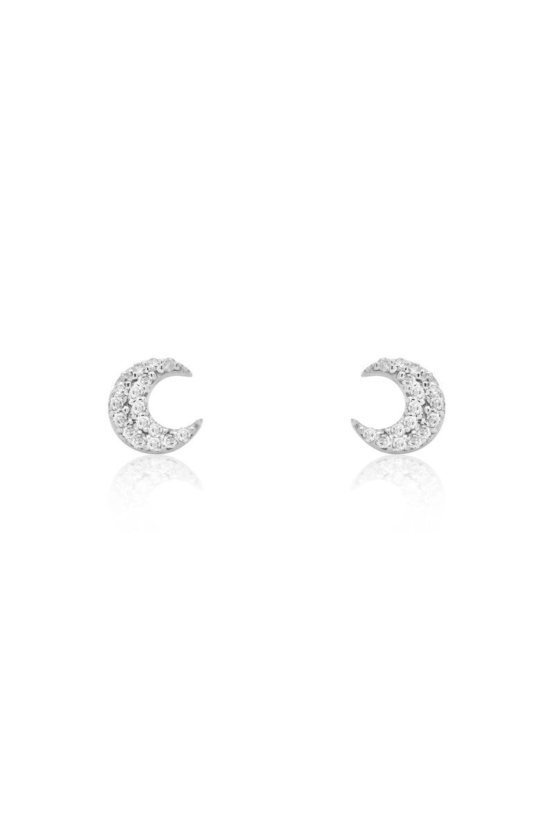 The Lovery Fine Jewelry Diamond Moon Stud Earrings, Alternate, color, White Gold