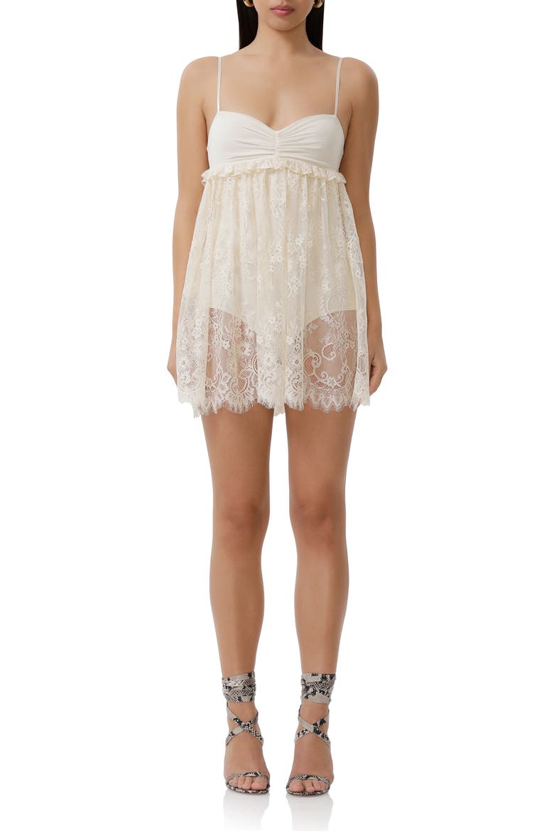 aria lace mini dress AFRM Aria Sheer Scalloped Lace Babydoll Mini Dress