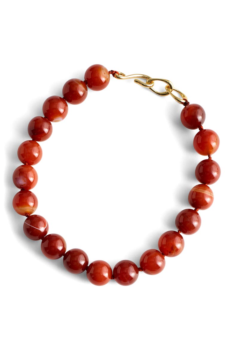 Semiprecious Stone Oversize Beaded Choker Necklace, Main, color, CHERRY