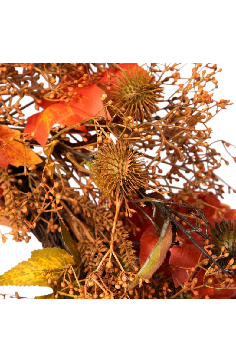 Northlight Maple Leaves, Burs and Berries Artificial Fall Harvest Wreath - 24", Alternate, color, 