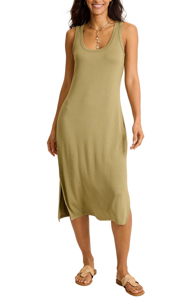 Tommy Bahama Drapey Ponte Midi Dress, Main, color, Sea Clay