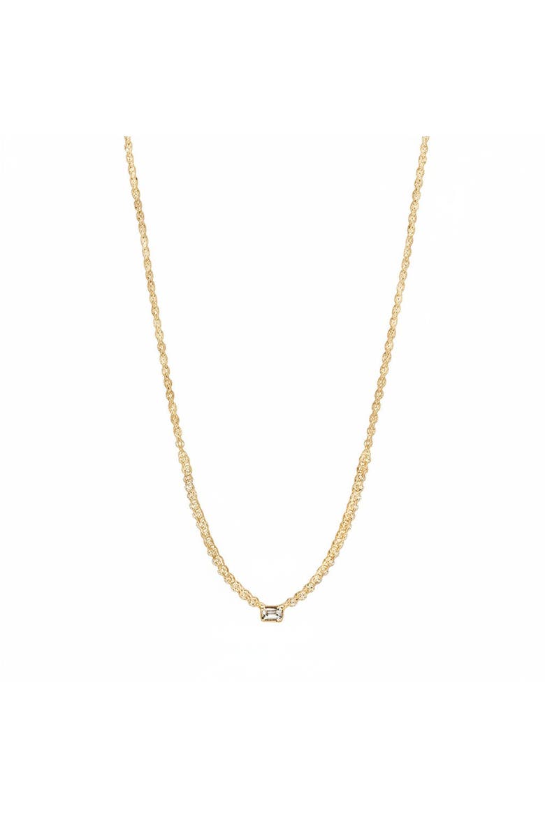 Diamond Emerald Bezel Accent Tennis Necklace 14K, Main, color, 14K Gold