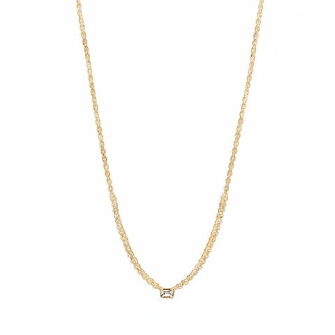 Diamond Emerald Bezel Accent Tennis Necklace 14K