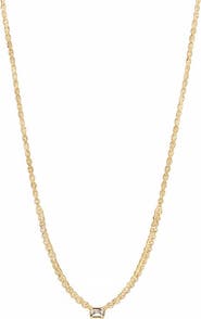 BY ADINA EDEN Diamond Emerald Bezel Accent Tennis Necklace 14K