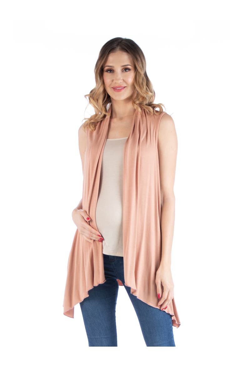 Maternity Draped Open Front Sleeveless Cardigan, Main, color, Nude