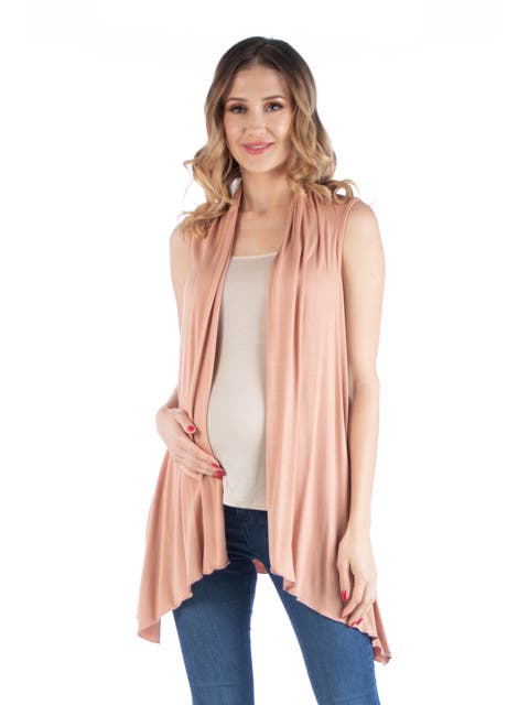 Maternity Draped Open Front Sleeveless Cardigan
