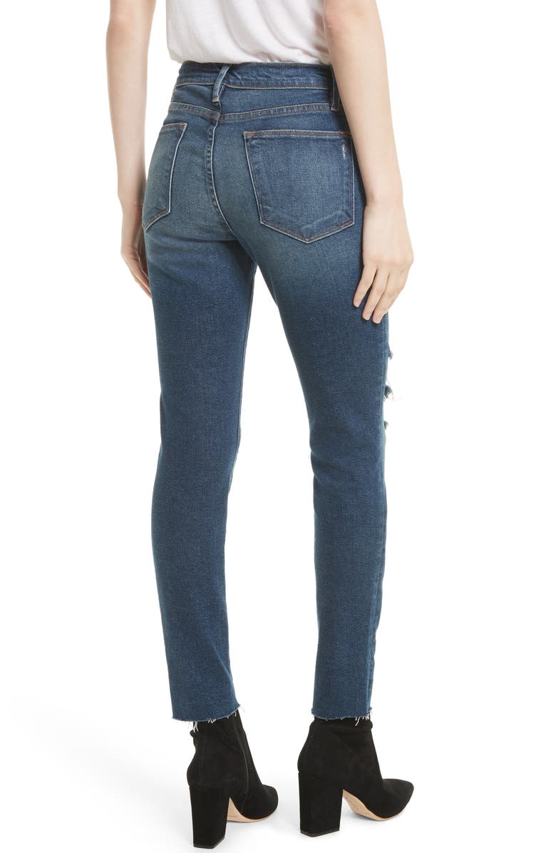 FRAME Le High Raw Edge Skinny Jeans, Alternate, color, 