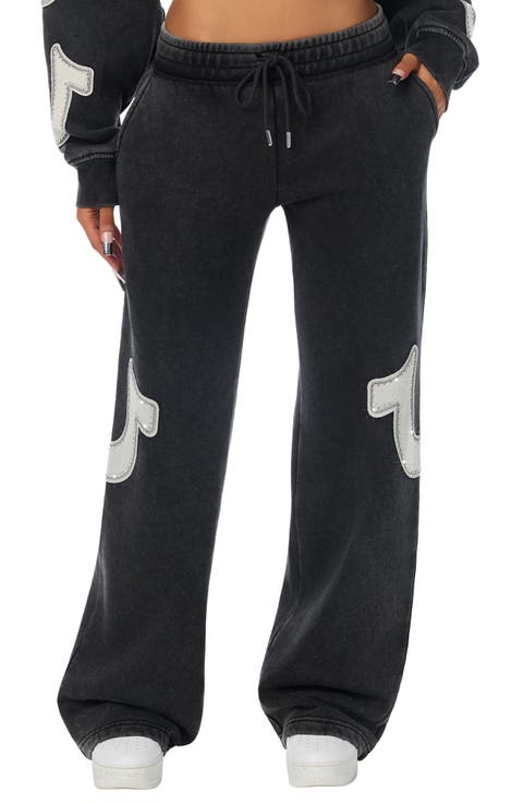 Applique Logo Relaxed Straight Leg Jeans