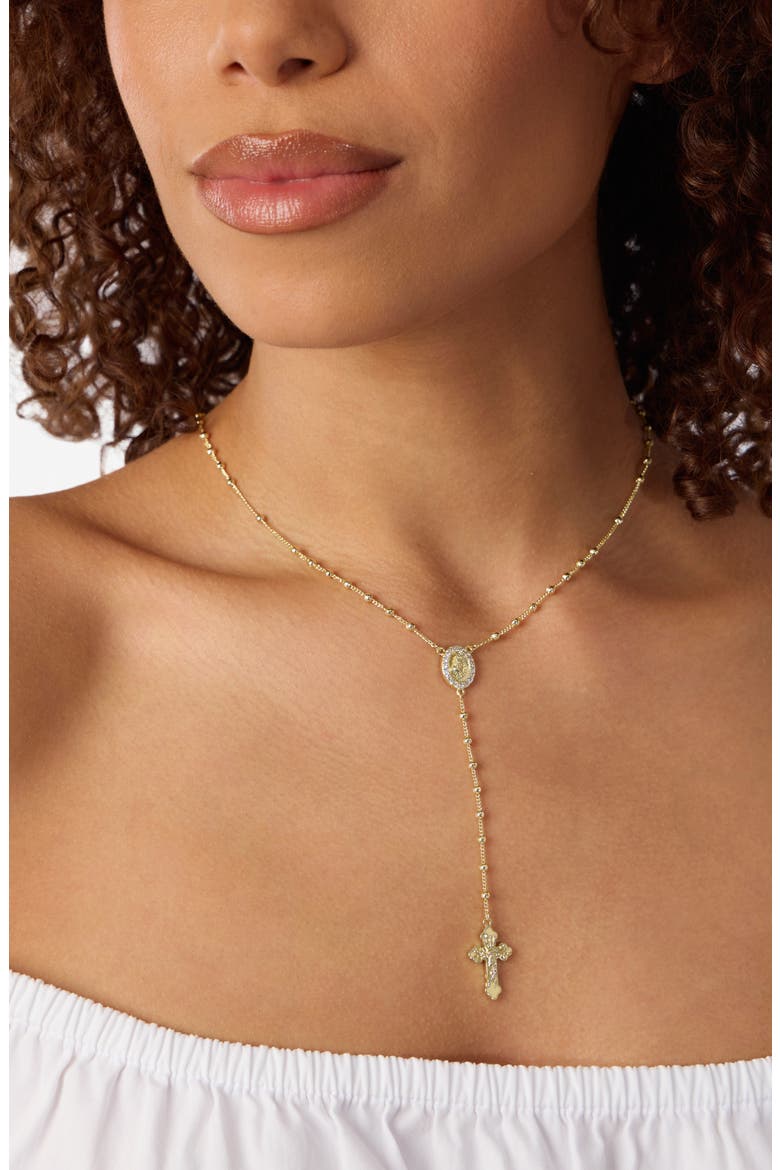 Cross Y-Necklace, Alternate, color, GOLD