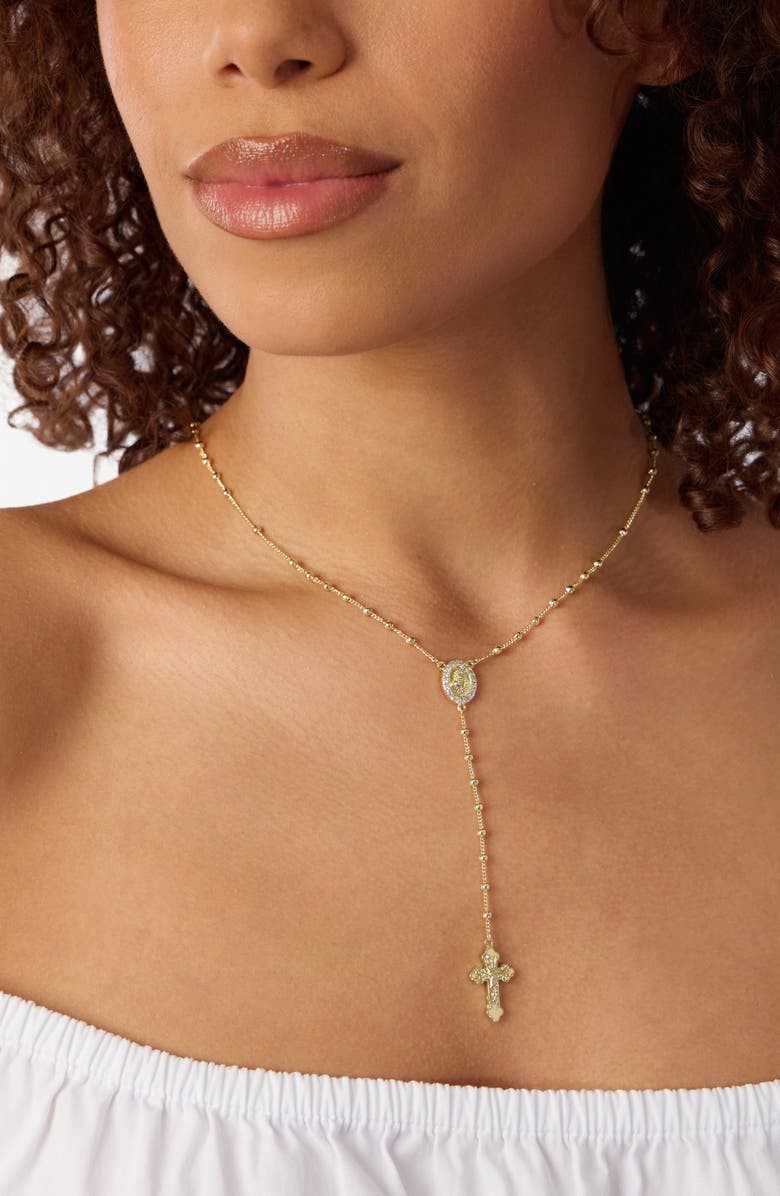 ATHRA LUXE Cross Y-Necklace, Alternate, color, Gold