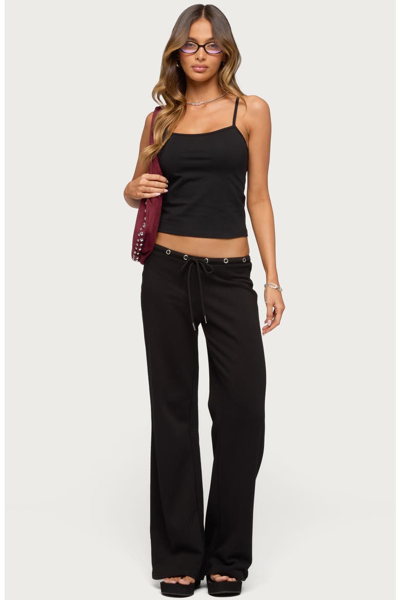 Grommet Drawstring Low Rise Straight Leg Pants, Alternate, color, BLACK