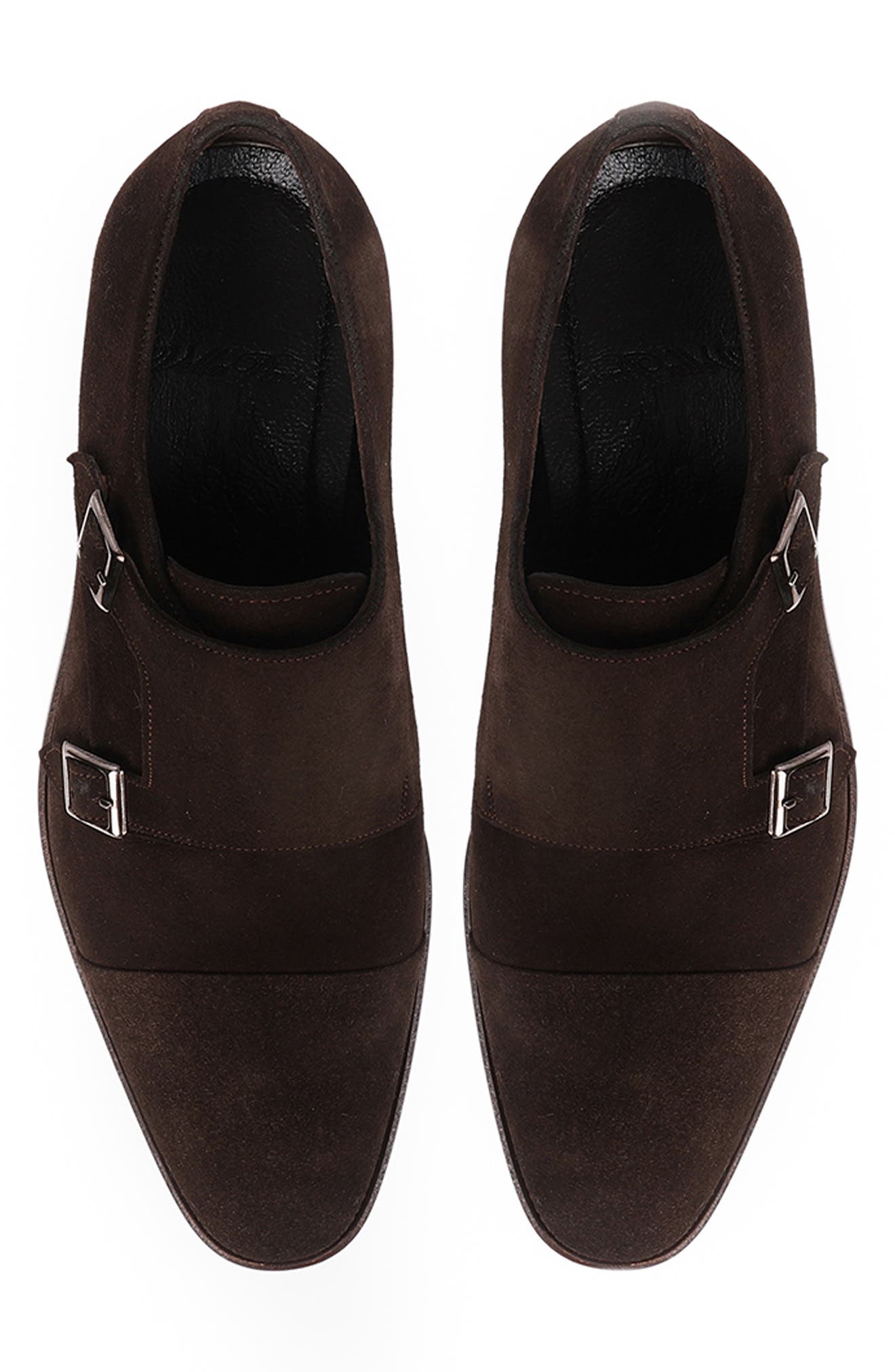 Mico Double Monk Strap Leather Loafer, Alternate, color, DARK BROWN