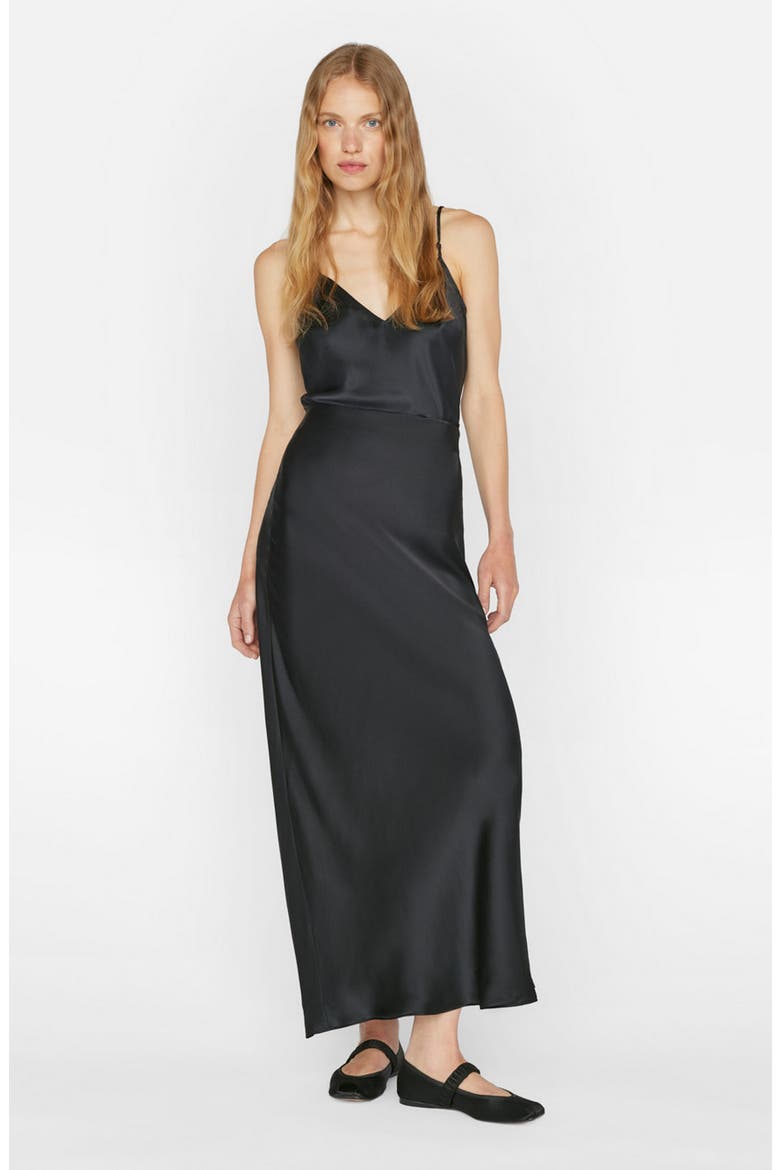 V-Neck Silk Camisole, Alternate, color, NOIR