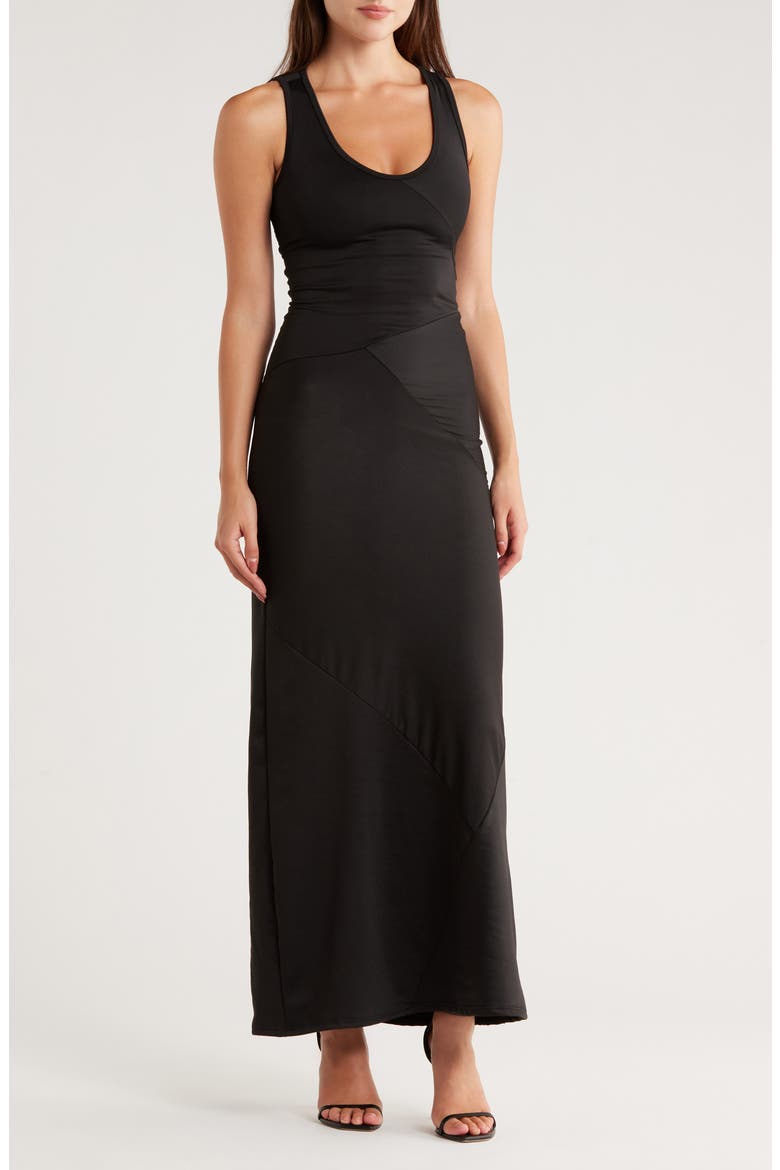 Panel Maxi Dress, Main, color, BLACK