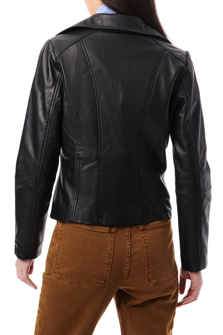 Lambskin Leather Moto Jacket, Alternate, color, BLACK