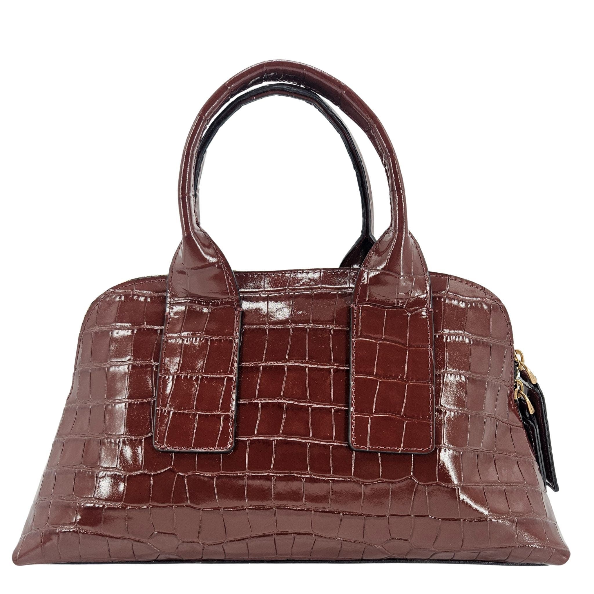 Madison Maison Moc Croc Leather Mini Tote Bag, Alternate, color, Mid Brown