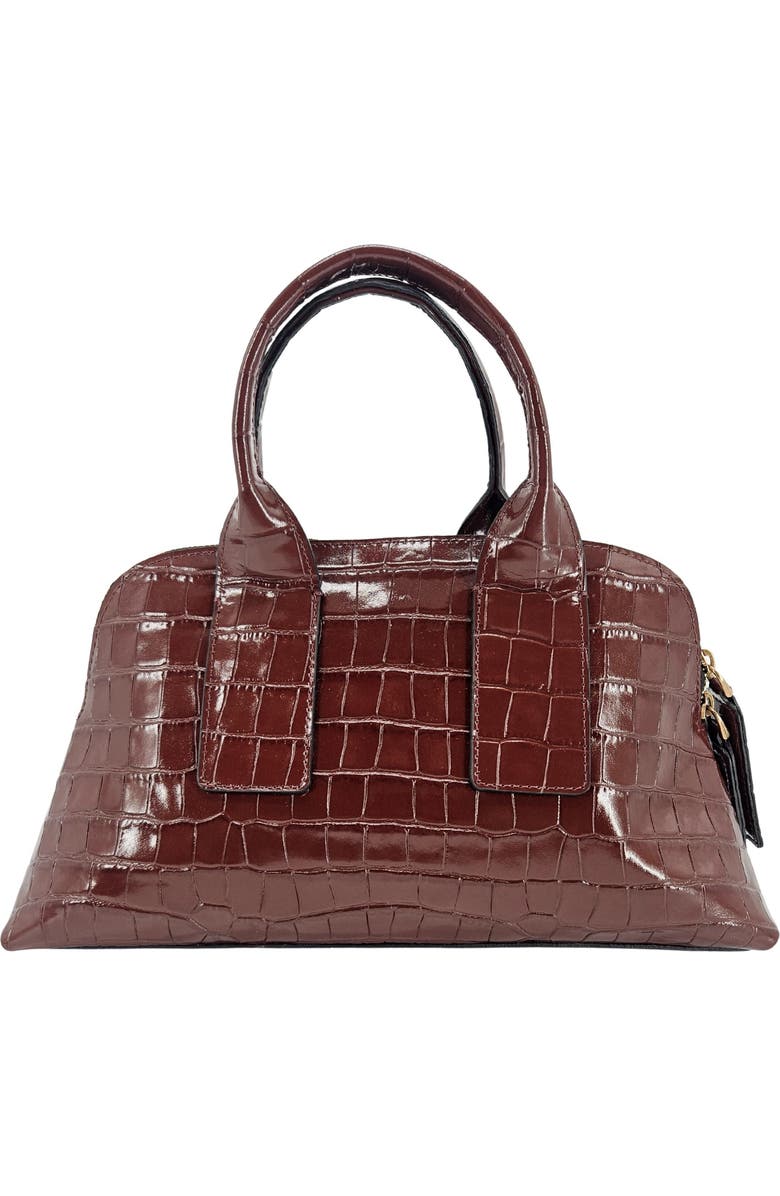 Madison Maison Moc Croc Leather Mini Tote Bag, Alternate, color, Mid Brown