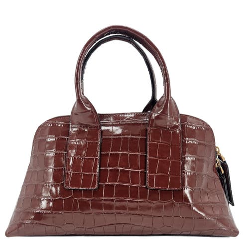 Madison Maison Moc Croc Leather Mini Tote Bag In Brown